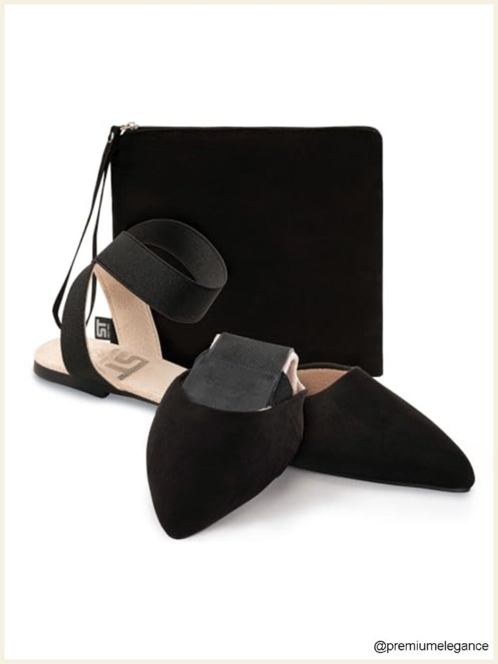 Foldable Ballet Flats Women Ankle Strap Wedding Party Shoes With Pouch